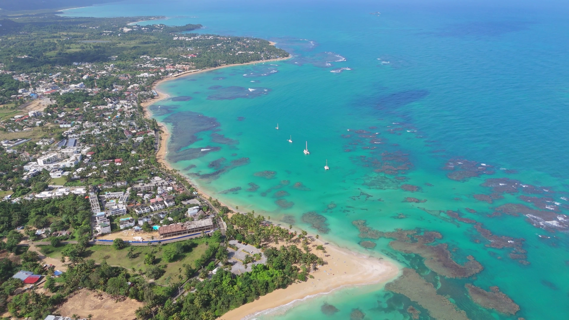 Aerial view of Playa Las Ballenas, Las Terrenas